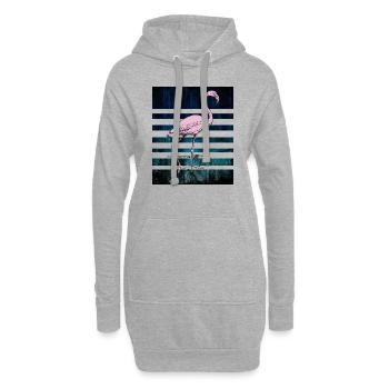 Rosa Flamingo - Hoodie-Kleid - Grau meliert - Vorne