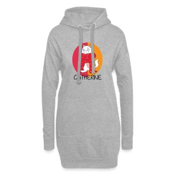 Katze - Erkältung - Winter - Katzendesign - Hoodie-Kleid - Grau meliert - Vorne