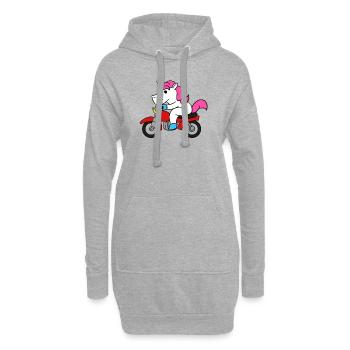 Unicorn Riding T-shirt de moto drôle magique - Sweat-shirt à capuche long Femme - gris chiné - Devant