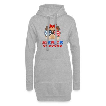 USA Dog Bulldog Merica America USA Gift - Hoodie Dress - heather grey - Front