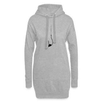 Coeur crochet amour - Sweat-shirt à capuche long Femme - gris chiné - Devant
