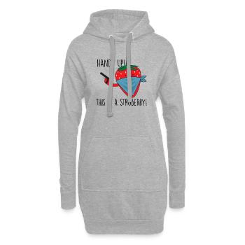 Lustiger Spruch Erdbeere Hände Hoch Stroberry - Hoodie-Kleid - Grau meliert - Vorne