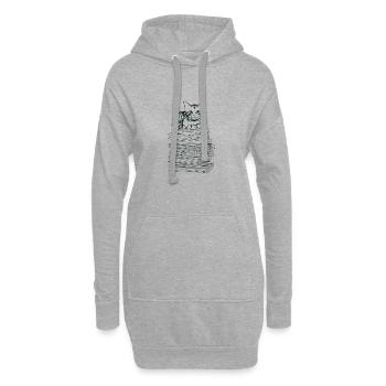 Katzen und Bücher lesen Geschenk - Hoodie-Kleid - Grau meliert - Vorne