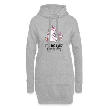Es ist zu Früh! Kaffee Einhorn Mädchen Geschenk - Hoodie-Kleid - Grau meliert - Vorne
