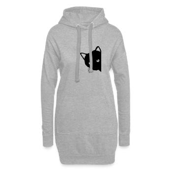 Schwarze Katze - Hoodie-Kleid - Grau meliert - Vorne