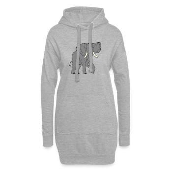 Elefant - Elephant - Hoodie-Kleid - Grau meliert - Vorne