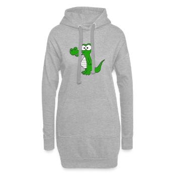 Krokodil - Hoodie-Kleid - Grau meliert - Vorne