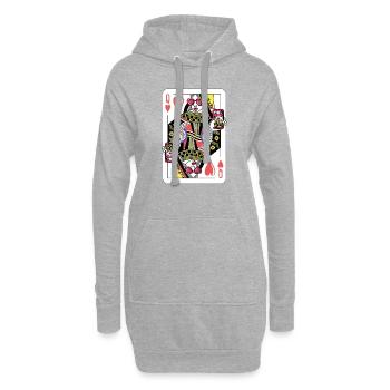 Jeu de cartes Reine Coeur Carte Cool Cadeau Reine - Sweat-shirt à capuche long Femme - gris chiné - Devant