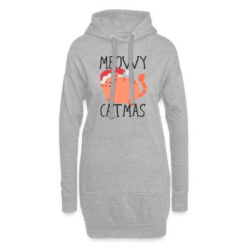 Cadeau chat miaou noël cadeau de noël - Sweat-shirt à capuche long Femme - gris chiné - Devant