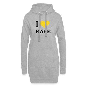 I Love Käse T-Shirt / Ich liebe Käse T-Shirt - Hoodie-Kleid - Grau meliert - Vorne