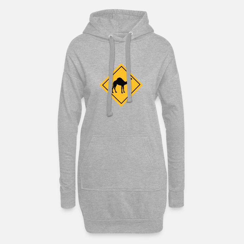 Kamel Camel Dromedar Silhouette Geschenkidee - Hoodie-Kleid - Grau meliert