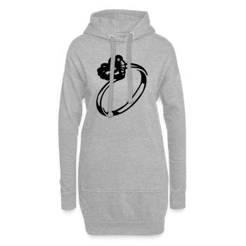 Herz-Diamant-Ring - Hoodie-Kleid - Grau meliert - Vorne