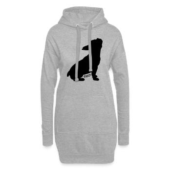 Lupus | Französische Bulldogge Heulend - Hoodie-Kleid - Grau meliert - Vorne