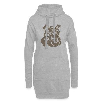Bulldog chien chien - Sweat-shirt à capuche long Femme - gris chiné - Devant