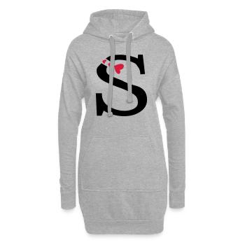 Capital lettre S avec des coeurs - Sweat-shirt à capuche long Femme - gris chiné - Devant