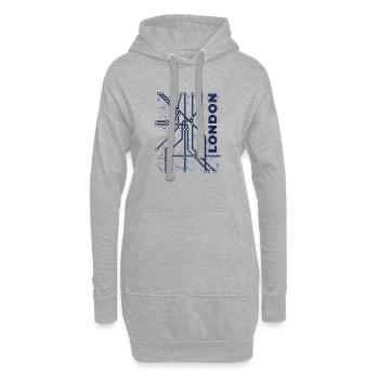 London U-Bahn Untergrund - Hoodie-Kleid - Grau meliert - Vorne