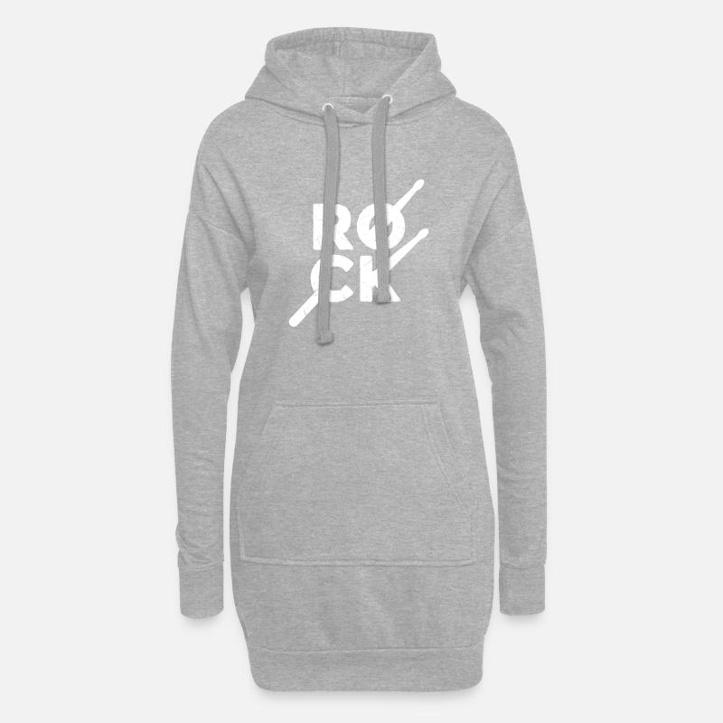 Rocktext mit Drumsticks - Hoodie-Kleid - Grau meliert