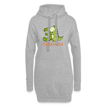 3rd Birthday 3 years T-Rex Dino Birthday Party - Hoodie Dress - heather grey - Front