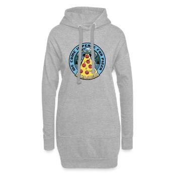 Pizza Spaceship Le vaisseau spatial Ufo Alien entre en paix - Sweat-shirt à capuche long Femme - gris chiné - Devant
