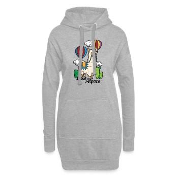 Love Alpaca Liebe Alpaka Lama Heißluftballon - Hoodie-Kleid - Grau meliert - Vorne