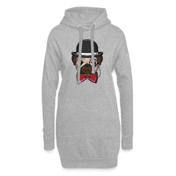 Mr Pug Pug Gentleman Dog Chien comme un patron - Sweat-shirt à capuche long Femme - gris chiné - Devant