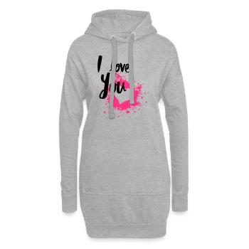 I Love You - Sweat-shirt à capuche long Femme - gris chiné - Devant