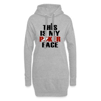 Ceci est mon visage de poker - Sweat-shirt à capuche long Femme - gris chiné - Devant
