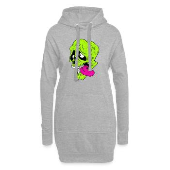 Crâne drôle - crâne - Sweat-shirt à capuche long Femme - gris chiné - Devant