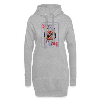 Roi dame carte roi reine kart couple amour - Sweat-shirt à capuche long Femme - gris chiné - Devant