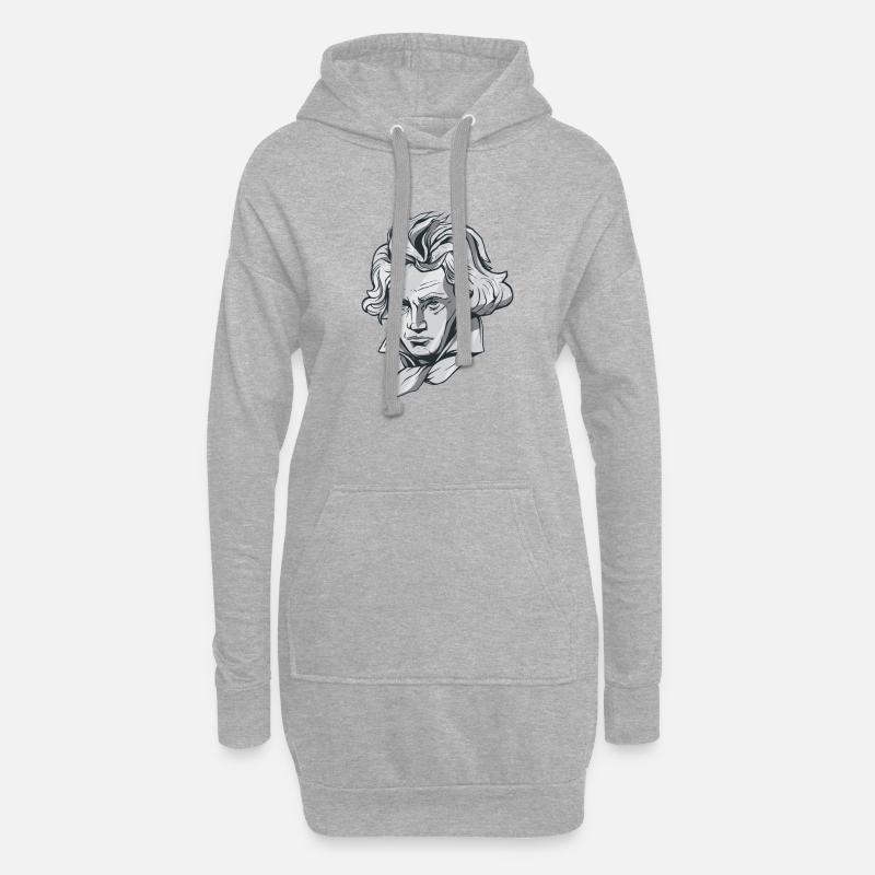 Buste de visage de Beethoven avec le compositeur de Beethoven - Sweat-shirt à capuche long Femme - gris chiné