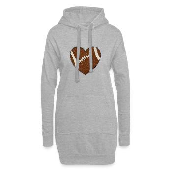 Cooles Football Herz im distressed cracked Design - Hoodie-Kleid - Grau meliert - Vorne