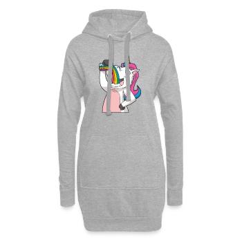 Unicorn drinks the rainbow - Hoodie Dress - heather grey - Front