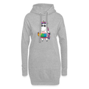 Einhorn ist cool und schwimmt - Hoodie-Kleid - Grau meliert - Vorne