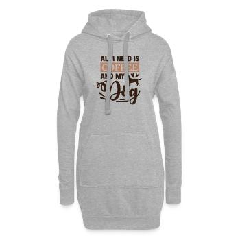 Café shirt cadeau chien - Sweat-shirt à capuche long Femme - gris chiné - Devant