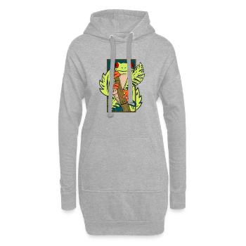 Green frog with red eyes - Hoodie Dress - heather grey - Front