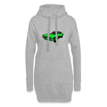 Voiture de course vert néon - Sweat-shirt à capuche long Femme - gris chiné - Devant