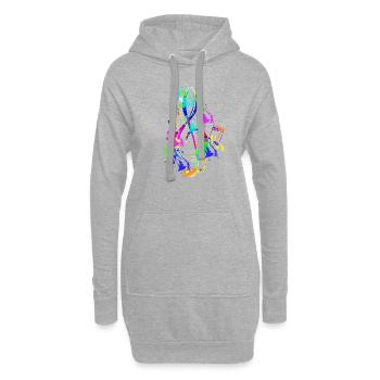 note musicale - Sweat-shirt à capuche long Femme - gris chiné - Devant