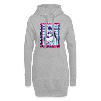 Acid House Techno Glitch Vaporwave Manga Raver DJ - Sweat-shirt à capuche long Femme - gris chiné - Devant