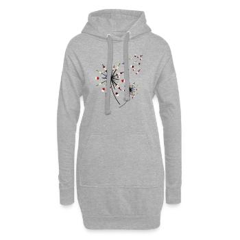 Wein Pusteblume Löwenzahn Weinliebhaber Geschenk - Hoodie-Kleid - Grau meliert - Vorne
