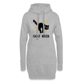Chat Noir - Sweat-shirt à capuche long Femme - gris chiné - Devant