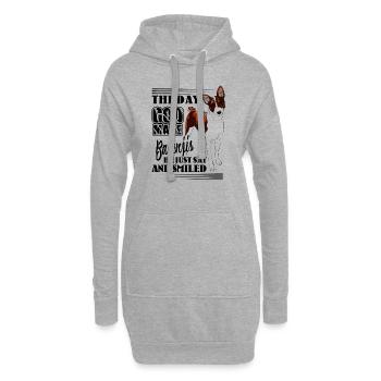 Der Tag, an dem Gott Basenjis machte, saß er nur und lächelte - Hoodie-Kleid - Grau meliert - Vorne