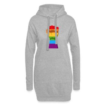arc en ciel - Sweat-shirt à capuche long Femme - gris chiné - Devant