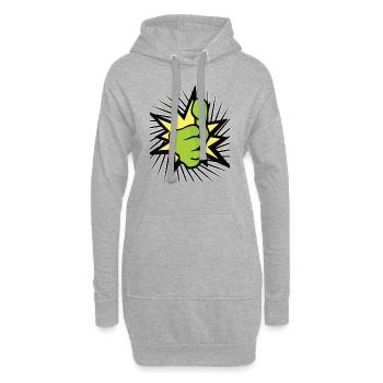 Pouces bien en l’air - Sweat-shirt à capuche long Femme - gris chiné - Devant