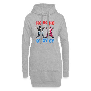 Ho Ho Ho Oy Oy Oy Funny Christmas Santa Hanukkah J - Hoodie Dress - heather grey - Front