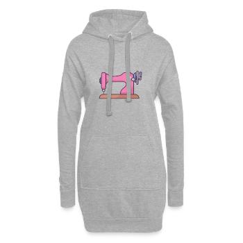 Machine à coudre - Sweat-shirt à capuche long Femme - gris chiné - Devant