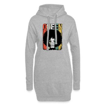 Queen Black Girl Magic Balck Pride Afro africain - Sweat-shirt à capuche long Femme - gris chiné - Devant