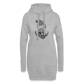 Koi Karpfen Koi Mandala Zeichnung Gartenteich - Hoodie-Kleid - Grau meliert - Vorne