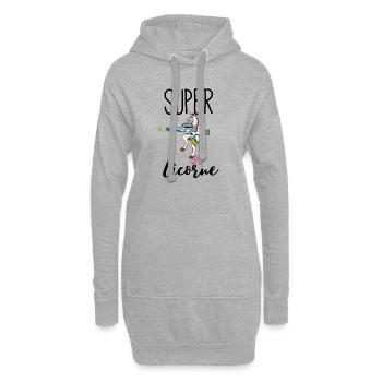 super licorne - Sweat-shirt à capuche long Femme - gris chiné - Devant