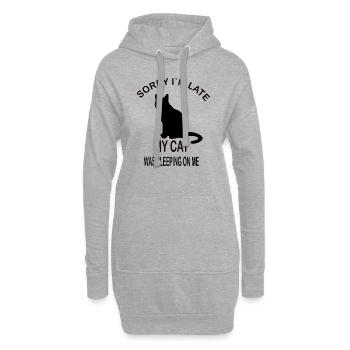 Désolé Je suis lam late my cat was sleeping on me Katzenfan - Sweat-shirt à capuche long Femme - gris chiné - Devant