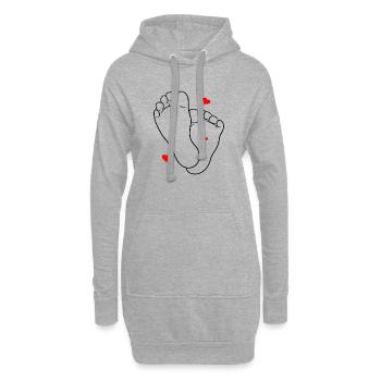 Baby Füsse Kinder Liebe Herz Eltern - Hoodie-Kleid - Grau meliert - Vorne